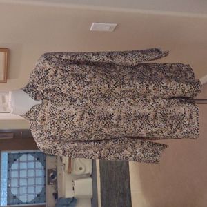 Melrose studio silk animal print mandarin collar blouse